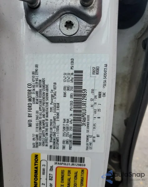 2018 Ford Fusion Se Hybrid from USA, damaged, VIN 3FA6P0LU1JR129859